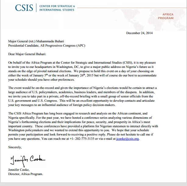 CSIS letter