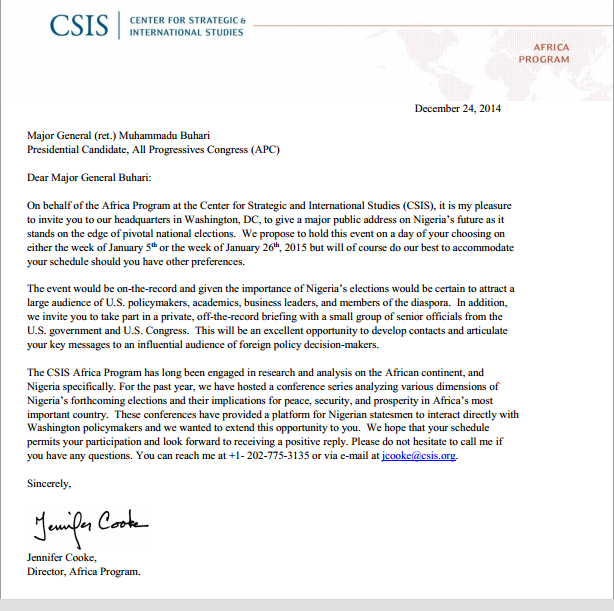 CSIS letter