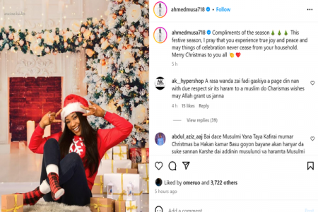 Reactions as Ahmed Musa shares his wife’s photo in celebration of Christmas 1_1703516754 (1).png
