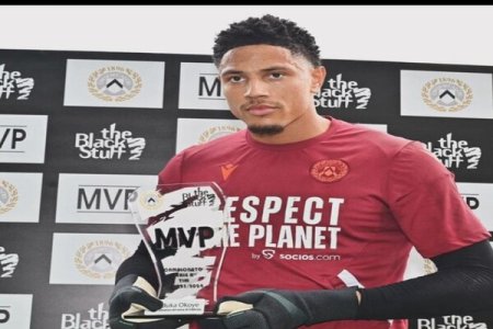 Nigerians Rejoice as Maduka Okoye Earns Udinese Player of the Month Recognition