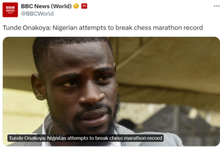 Nigerians Lambast BBC for Inappropriate Image Selection in Tunde Onakoya Chess Marathon Coverage